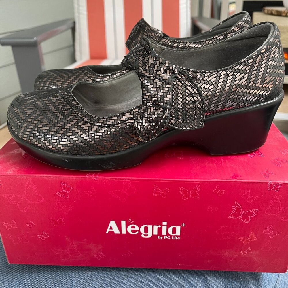 Alegria Ella Mary Jane Pewter Dazzler Silver Snake Print US 8-8.5 (EU39) - Picture 6 of 13